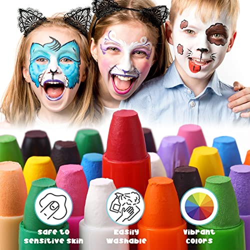 Bobisuka Face Body Paint Sticks Kit, 12 Color Water Based Face Painting Crayon Set For Art Theater Halloween Party Cosplay Clown Sfx Makeup For Women Adults, Non-Toxic Washable #TOP4