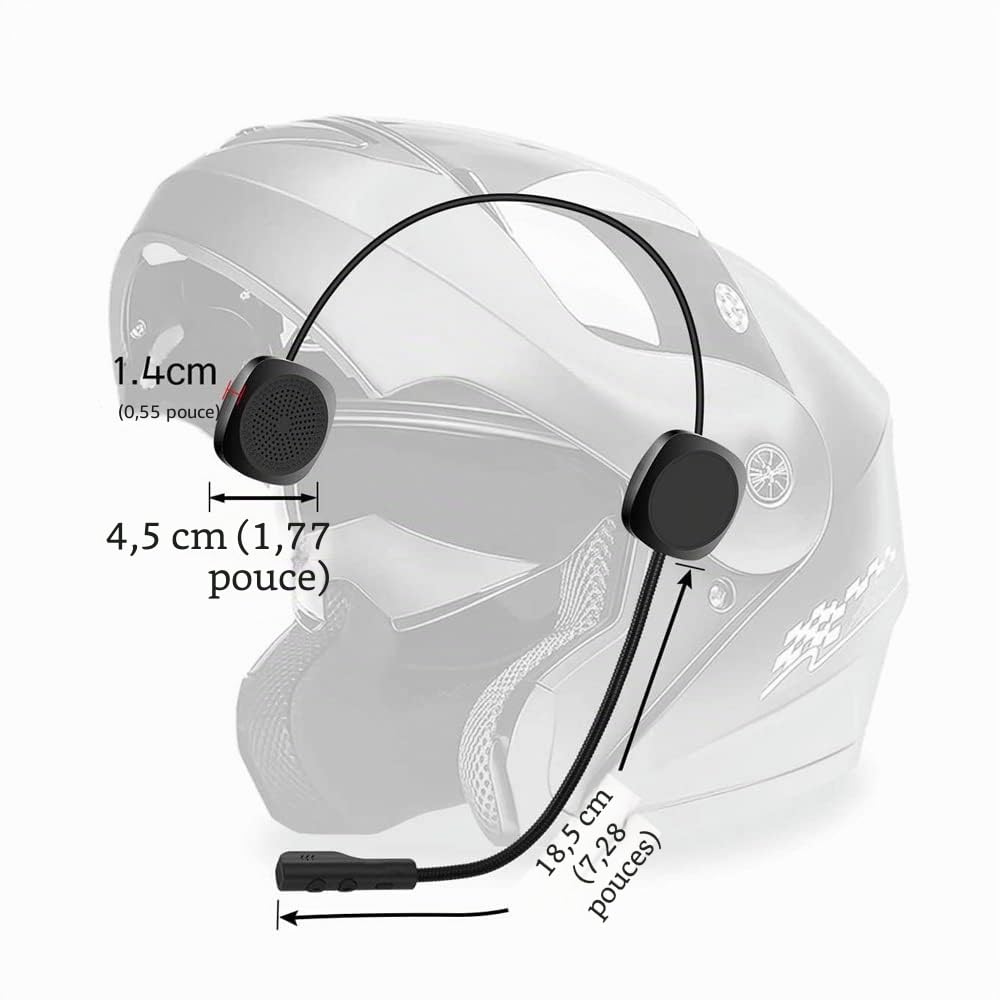 Casque de Moto Bluetooth 5.0 pour Casque de Moto, Mains Libres sans Fil, Haut-parleurs de Musique, contrôle des appels Microphones, écouteurs Anti-interférences (Gris)