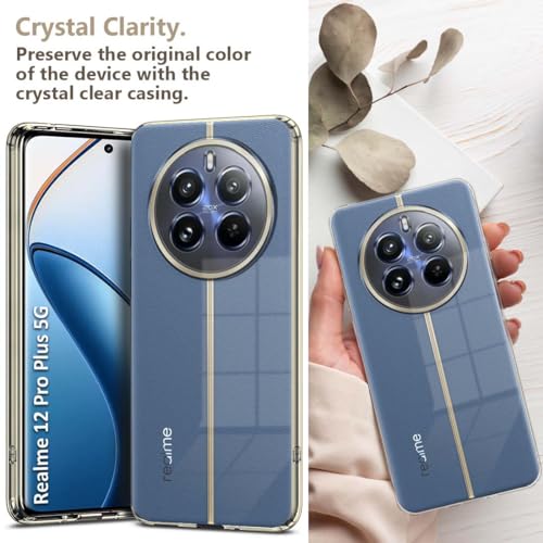 Image of Fashionury Crystal Clear Case for Realme 12 Pro Plus 5G | Yellowing Resistance | Transparent TPU Silicone | Raised Camera Lips | Slim Transparent Cover
