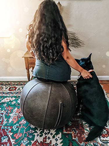 Vivora Luno Exercise Ball Chair, Wenge Cover, Leatherette, Max Size (25 to 26 inches), for Home Offices, Balance Training, Yoga Ball