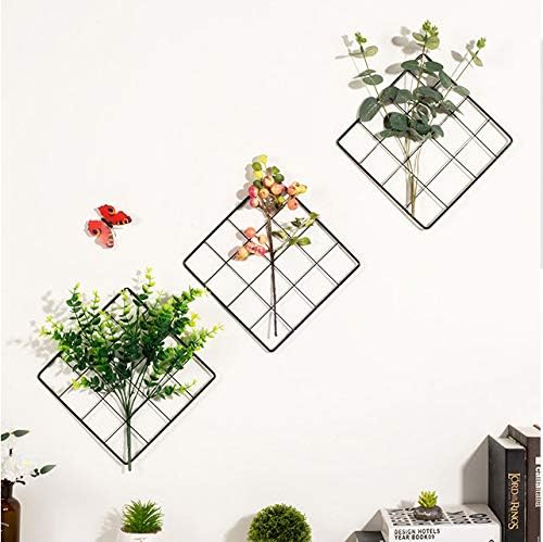 Zivisk Black Photo Display Grid Panel Metal Mesh Wire Wall Frame - Inspirational Quotes Wall Photo Collage Artwork Display Pictures Hanging - Pack of 3 Pcs Size 8" x 8"