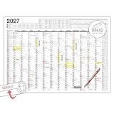 TOBJA DIN A2 Wandkalender 2027 Abwischbar Gerollt mit Stift - Beschichteter