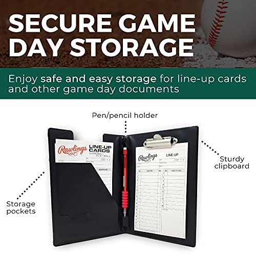 Rawlings Baseball Lineup Cards (36-Pack) Bundle With Lineup Card Holder, Mechanical Pencil, And Lead Refill - Great For Softball Or Baseball Batting Orders, Clipboard Case For Line Up Card Storage #TOP1