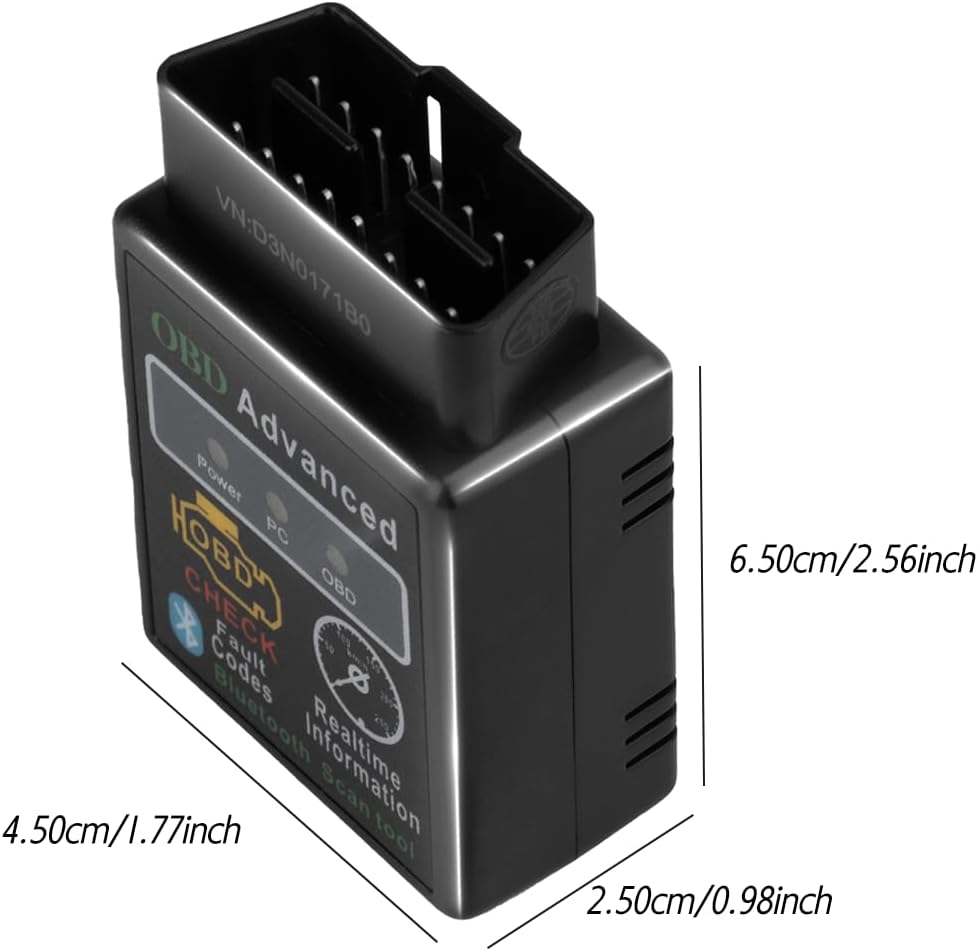 Image showing the dimensions of the OnRetul OBD2 scanner