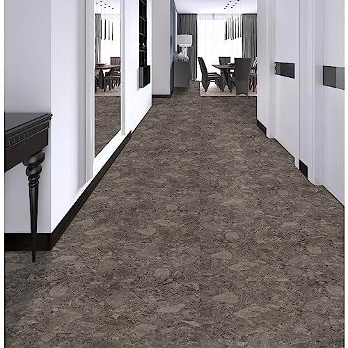 Image of Nexus Self Adhesive 12-Inch Vinyl Floor Tiles, 20 Tiles - 12'' x 12'', Emporador Marble Peel & Stick, DIY Flooring for Kitchen, Dining Room, Bedrooms Bathrooms by Achim Home Decor, Taupe and Brown