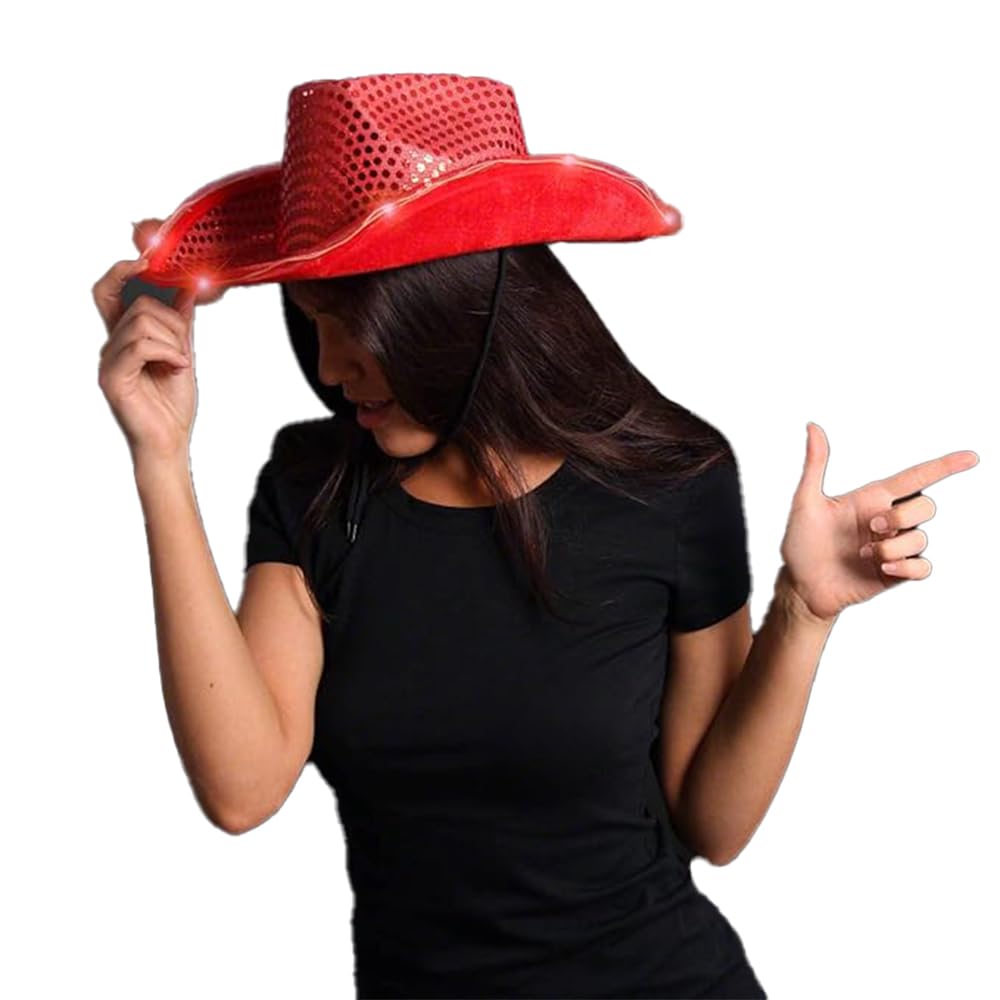 blinkee LED Flashing Cowboy Hat with Red Sequins