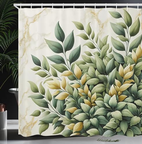 Ambesonne Eucalyptus Leaves Shower Curtain, Bold Branches with Retro Nature