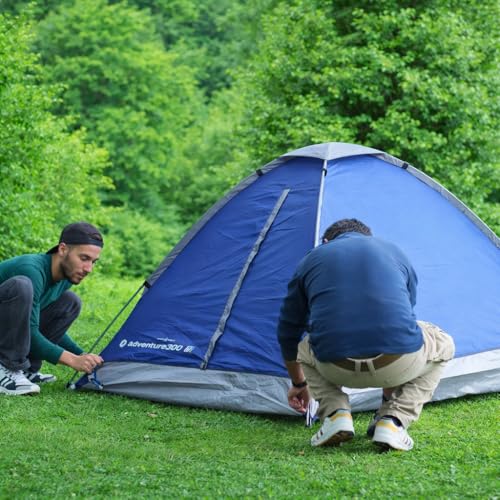 Image of 2 Person Camping Tent Water Resistant UV Protection Wind Ready Portable Dome Tent for Camping Hiking Trekking Festivals ET1102 Navy Blue