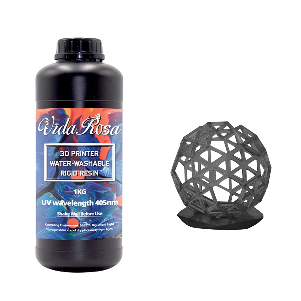 Stampante 3D lavabile con acqua traslucida Resina rapida LCD Resina fotopolimerica per stampa LCD 3D Resina a polimerizzazione UV 405nm Standard, basso odore, NERO TRASPARENTE (1kg)