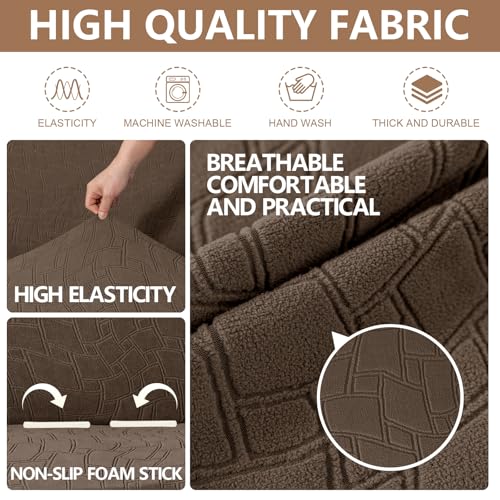 Miniatura 4 de Ystyle Funda Sofa 3 Plazas, Couch Cover Elasticas, Funda Para Sofa Antiarañazos Gatos, Forros Para Sofas Antideslizante, Protector Sofa Antimanchas Lavable Anti Perros, Marrón