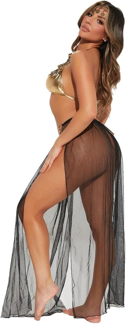 Women's Sexy Sparkly Sequins Lingerie Set Sexy Belly Mesh Skirt Dance Cosplay for Halloween Carnival Birthday