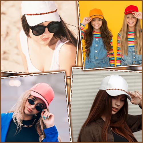 Image of Geyoga 9 Pcs Trucker Hat Chains Trucker Hat Charms Women Man Bill Decoration Detachable DIY Metal Chain for Mesh Baseball Cap(Brown,Boho)