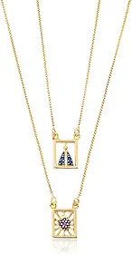 Escapulário feminino de Nossa Senhora Aparecida com pedras de zircônia Cravejada Banhado À Ouro 18k