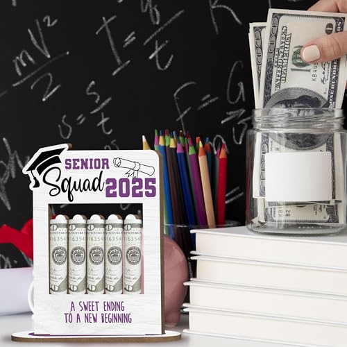 Money Holder for Cash Gift Senior Graduation Money Holder with 5 Holes Wooden Box Cash Holder 2025 Graduation Money Gift Ideas Money Holder for Class of 2025 Graduation Party Supplies-A104