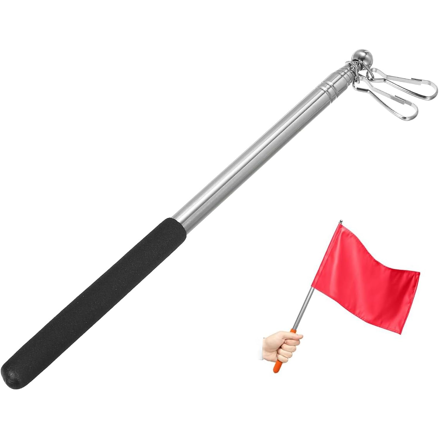Asta Bandiera Telescopica In Acciaio - Portatile Per Guide Turistiche E Escursionisti