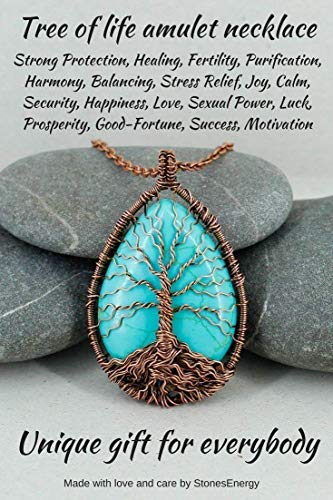 Handmade-Tree-of-life-blue-turquoise-necklace-Healing-and-protection-amulet-Wire-wrapped-pendant-Fashion-unisex-jewelry-Copper-anniversary-gift-ideas-for-men-and-women