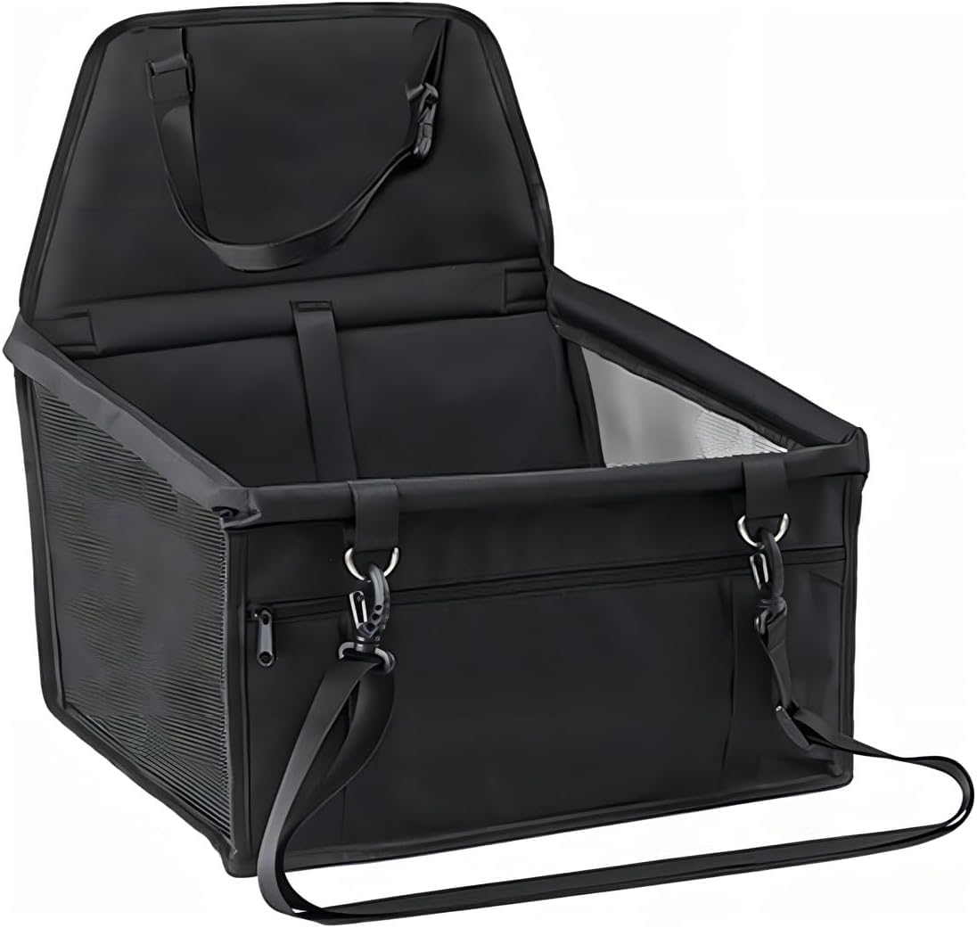 Bolsa de Transporte Pet para Carro Dobrável e Impermeável – Assento Elevatório para Cachorros e Gatos Pequenos com Cinto de Segurança e Alças Ajustáveis