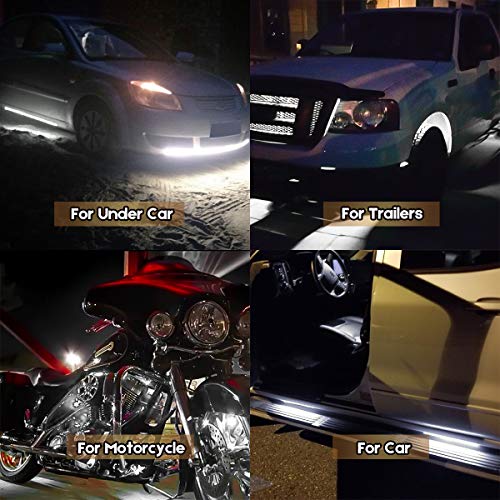 Geeon 2Pcs 4Inch White Led Strip Light For Motorcycle 12V 2835 Smd Leds Flexible Atmosphere Lights For Car Boat Automotive Truck, Ip65 Waterproof #TOP5