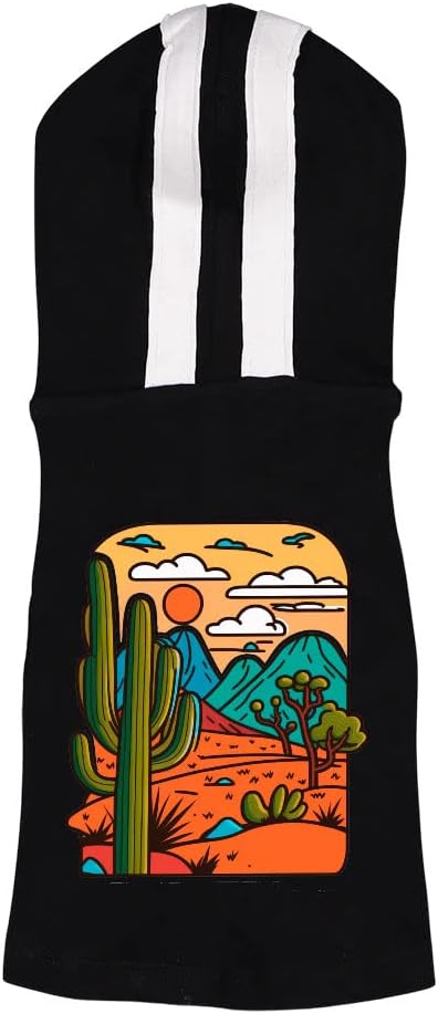 Desert Dog Shirt with Hoodie - Cactus Dog Hoodie - Themed Dog Clothing - Black White, XL