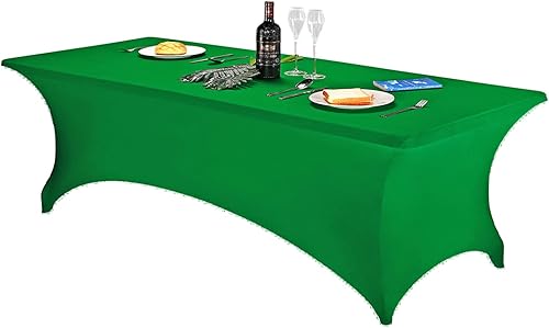 Miniatura 395 de FORLIFE Paquete de 6 manteles de elastano, de ajuste universal para mesas rectangulares de 6 pies, para patios, bodas, banquetes, fiestas