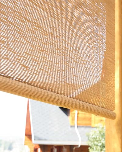 Bambusrollo Wetterfest Sichtschutz Sonnenschutz Rollos & Jalousien Outdoor Anti-UV Bambus Raffrollo für Terrasse Pergola 50 55 60 80 90 110 115 120 130 145 150 160 180 Breit Einfach Aufzuhängen