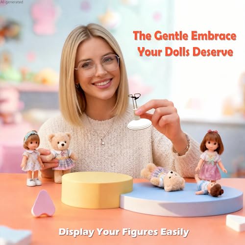 Image of 3 Pack Adjustable Doll Stand - Compatible with labubu, Display Holder for 4-7 Inches Figures, White Plastic Stand with Waist Clip, Stable Support for Collectible & Photography (Dolls Not Included)