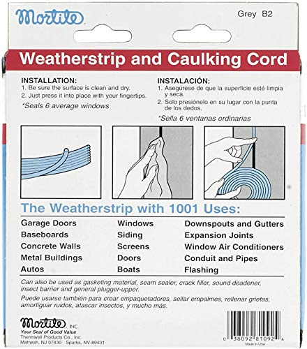 Image of Frost King B2 Mortite Fingertip Caulking Cord, 1 /8 inch x 90 ft, Grey, (Pack of 12)