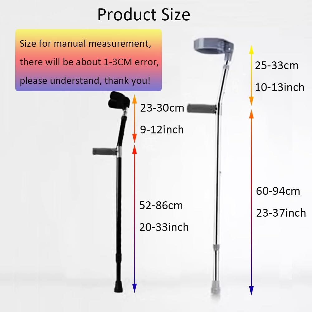 Stampelle Ortopediche (x2), Regolabili in Altezza Stampelle Avambraccio con Impugnatura Ergonomica, Supporto Dopo lesioni o operazioni (Color : Gray)