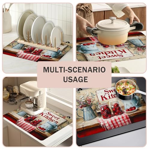 Image of Multi-Design Silicone Stove Cover for Glass /Electric Stoves - 3-in-1 Heat-Resistant Protector Mat, Non-Slip Drying Rack (Teapot, 28 inch L x 20 inch W)