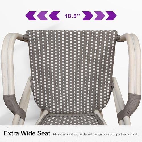 Image of PURPLE LEAF Outdoor French Bistro Armchairs Set of 4, White Finish, Gray