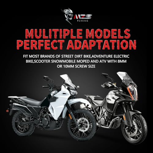 Image of MZS Motorcycle Mirrors for Handlebars, Anti-impact Foldable ATV Mirrors with CNC Mount, Universal 10mm 8mm Motorbike Rear View Side Mirror Black Compatible with Street Dirt Electric Adventure Bike