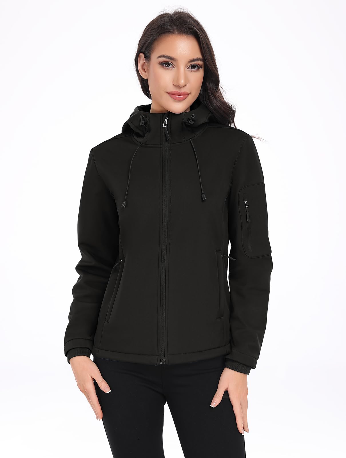 Vancavoo Giacca da Donna Softshell Cappotto e Cappuccio Giubbotto Antivento Impermeabile Sportiva Trekking Outdoor Giacca a Vento Trench All'aperto