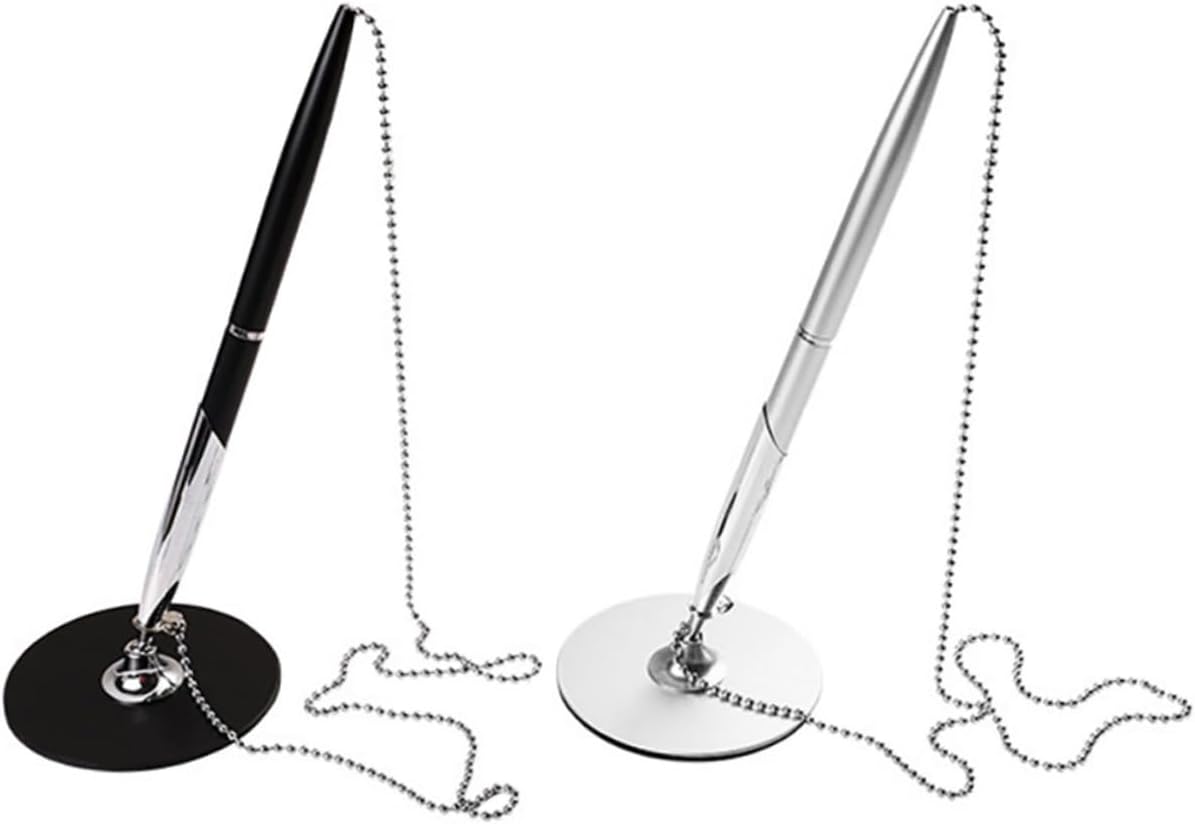 2pcs Signature Pen with Chain Desktop Pen with Chain Ink Pens Guest Pen Table Fixed Chain Pen Secure Pen with Chain Fixed Pen Desk Pen Come Pen Ballpoint Pen Writing Pen Metal