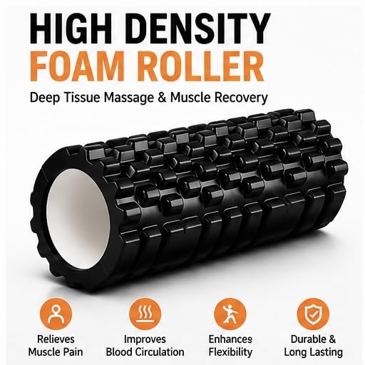 Image of Foam Roller for Muscle Massage, Exercise, Yoga, Gym & Home Workout - High Density Fitness Roller for Back, Legs & Body