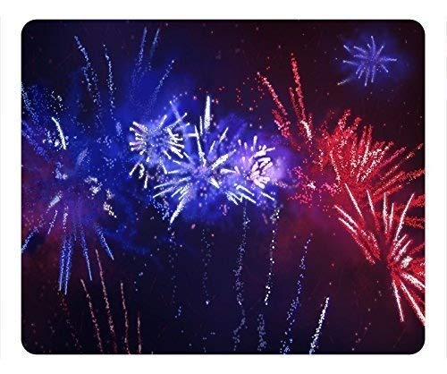 MIKKA Beautiful Splendid Fireworks Design Stylish Rectangle Blue and Red Mouse Pads with Wrist Support Mouse Pads Bulk-14468