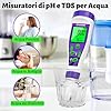 UIUZMAR Misuratore pH Acqua, pH Metro EC Conducibilità per Idroponica, Tester di pH TDS e Temp con Display Simultaneo, Misuratore 4 in 1 Tester di pH/EC/TDS/Temp per Piscina, Acqua Potabile, Acquario