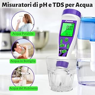 UIUZMAR Misuratore pH Acqua, pH Metro EC Conducibilità per Idroponica, Tester di pH TDS e Temp con Display Simultaneo, Misuratore 4 in 1 Tester di pH/EC/TDS/Temp per Piscina, Acqua Potabile, Acquario