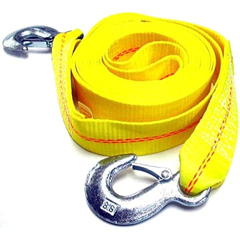 HFS(R) 2" X 30', 4.5 Ton 2 Inch X 30 Ft. Polyester Tow Strap Rope 2 Hooks 10,000lb Towing Recovery Cover