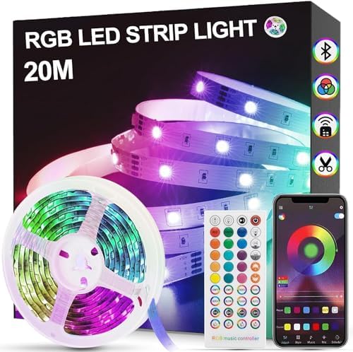 20m Led Strip Lights RGB Led Lights with Bluetooth Smart App Control ...