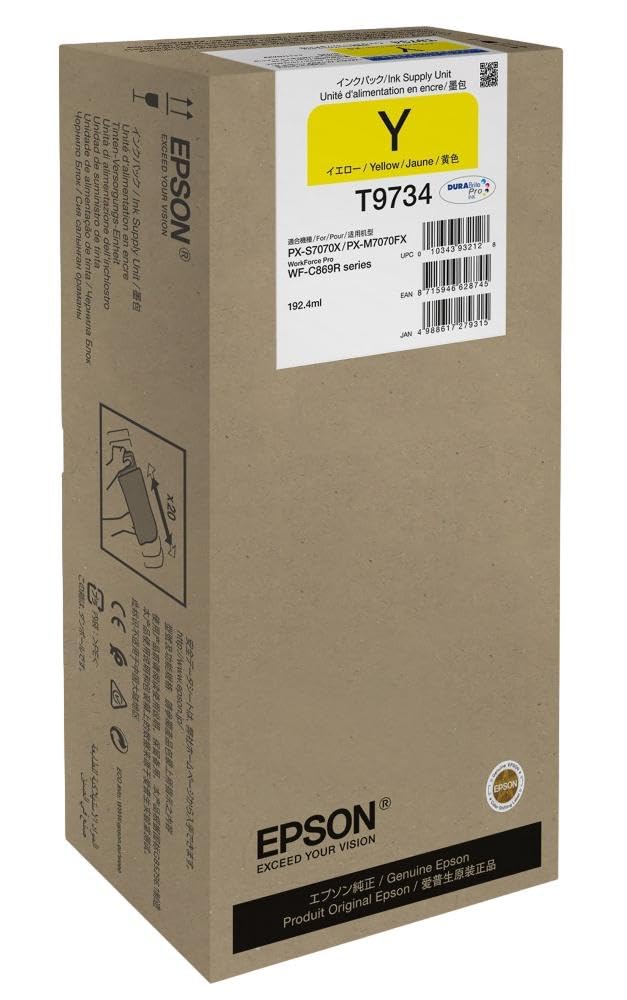 Epson T9734 XL jaune (C13T97340N) - recharge d'encre originale 192,4 ml WorkForce Pro WF-C869R