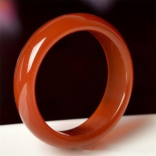 BXSMNH Red Jade Rings for Women- Natural Chinese Gemstone Jade Band Ring- Good Luck Gemstone Jewelry (Size : 7)