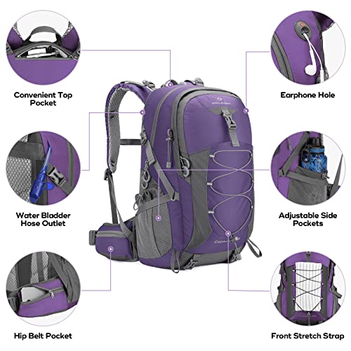 Image of Maelstrom 40L Hiking Backpack, Lightweight Camping Daypack with Rain Cover | Water-Resistant Rip-Stop Nylon, Wet /Dry Separation, Multi-Pockets, Survival Whistle. Ideal For Men, Women, Travel, Trekking