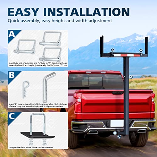 PENSUN Truck Bed Extender, 2 in 1 Design Foldable Pick Up Truck Bed Hitch Mount Extension Rack