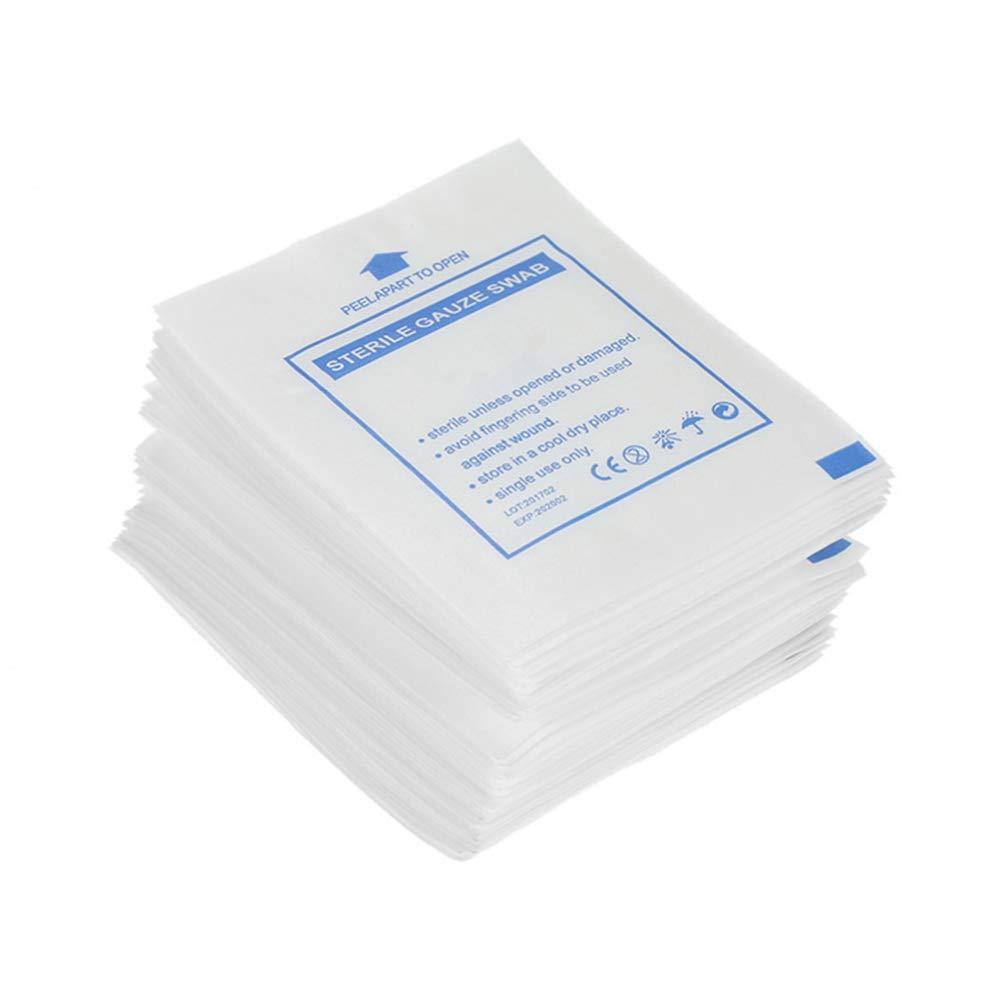 Hemoton Juego de almohadillas de gasa estériles desechables: 30 esponjas de gasa estériles para limpiar y amortiguar heridas fuera de suministros de primeros auxilios