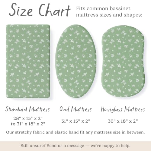 Image of Baby Bassinet Sheets Girl (Butterfly Garden) 2-Pack - Fitted Bedside Bassinet Sheets - Buttery Soft Cotton Blend for Standard Mattress Pad - Compatible with Halo BassiNest