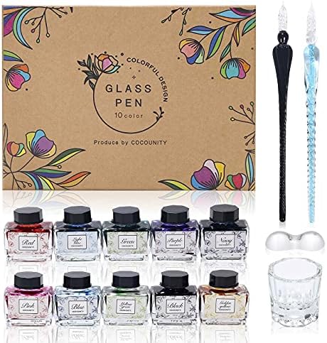Amazon | 【COCOUNITY】 ガラスペン セット 10色インク15ml 【美文字 