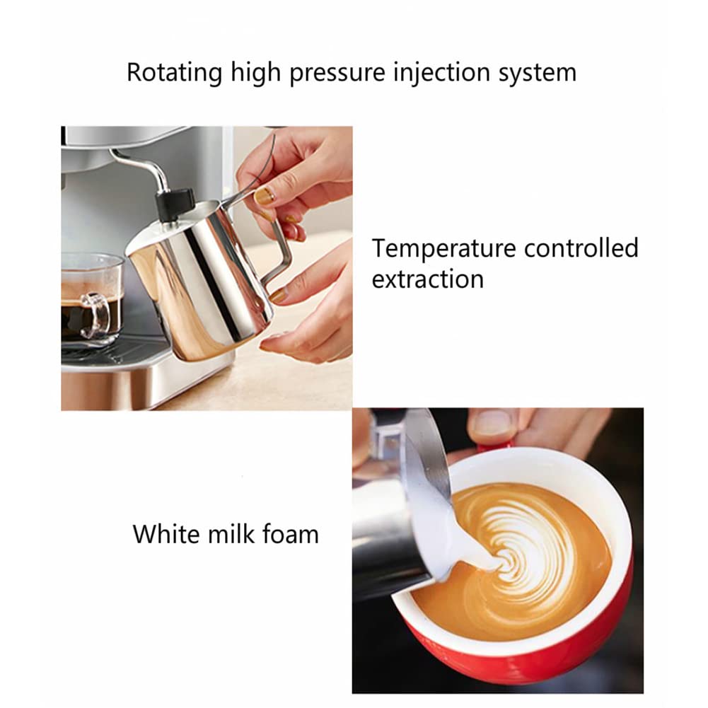 Macchina per caffè Espresso retrò, Macchina per caffè Espresso, Macchina per caffè semiautomatica, 20 Bar di Pressione, montalatte a Vapore, Serbatoio da 1,25 Litri, Stile retrò, Bianco