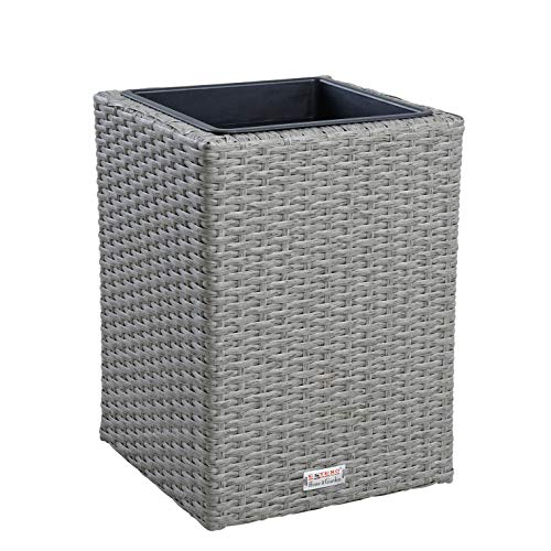 ESTEXO Polyrattan Blumentopf Übertopf Pflanztopf Blumenkübel Rattan Pflanzkübel Topf (40 cm/Grau-Mix)
