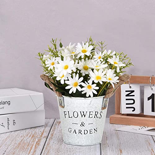 Artflower Artificial Daisy Pot Artificial Daisy Bouquet With Vase Silk Daisy Arrangements Bonsai For Home Office Wedding Party Stage Centerpieces Windowsill Decor, White #TOP1