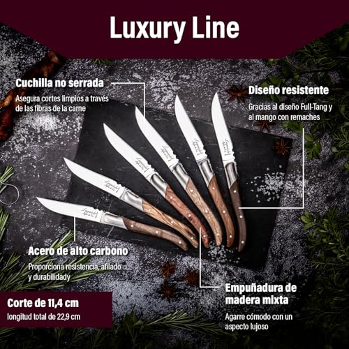 Miniatura 3 de Laguiole Style De Vie - Cuchillos Para Carne - Línea Luxury - 6 Unidades - Mango De Madera Mixta